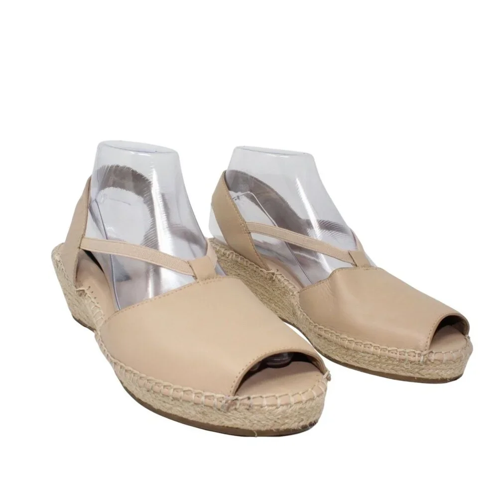 Steven By Steve Madden Womens 9 B Izzi Espadrille Wedge Beige Leather Sandals - Picture 3 of 15